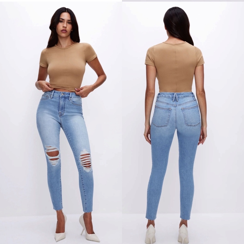 Good American Good Legs Distressed Skinny Cropped Jeans Size 0 / 25